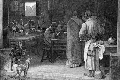 Réfectoire dans un monastère bouddhiste - Felix Elie Regamey