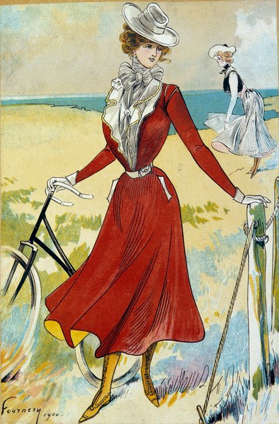Mode Belle Époque : « La sportive » Tenue de jeune femme cycliste. Illustration par Félix Fournery (1865-1938) 20e siècle. Paris, Arts décoratifs - Felix Fournery
