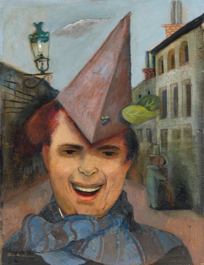Autoportrait avec un Chapeau de Papier et une Écharpe Bleue - Felix Nussbaum