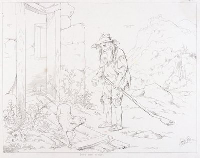 (Rip Van Winkle, illustration) Rip retourne à sa maison en ruines - Felix Octavius Carr Darley