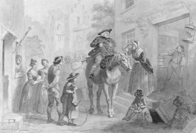 Scène de Village avec Figures Coloniales Néerlandaises de l