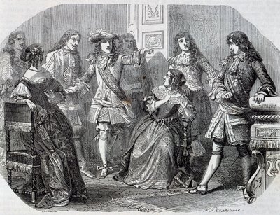 Arrestation de Nicolas Fouquet surintendant des finances, gravure par Henri Félix Emmanuel Philippoteaux (1815-1884) du Vicomte de Bragelonne, par Alexandre Dumas (1802-1870) - Felix Philippoteaux