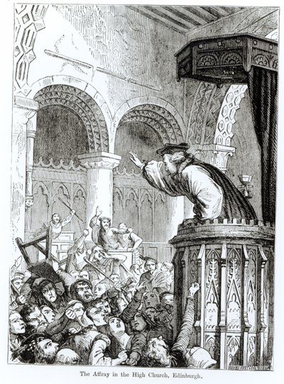 La bagarre dans la Haute Église, Édimbourg - Felix Philippoteaux