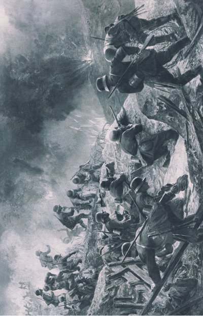 Attaque, illustration de Hindenburg publiée par Daterlandischer Derlag C U Weller Berlin - Felix Schwormstadt