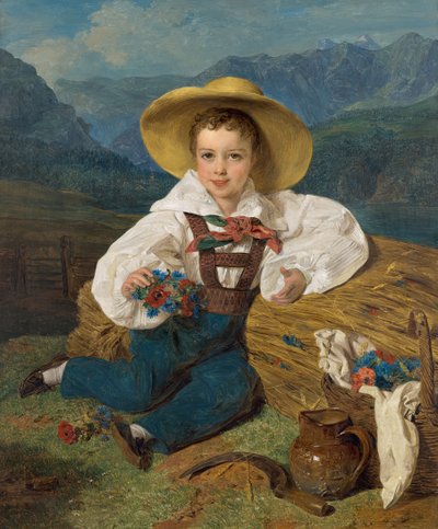 Portrait du Comte Dmitri Alexandrovich Apraxin 1826-1899 enfant devant une montagne - Ferdinand Georg Waldmuller