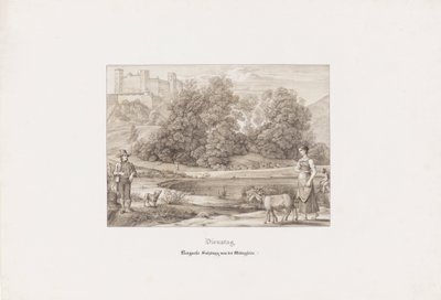 Mardi. Forteresse de montagne de Salzbourg vue du côté sud - Ferdinand Olivier