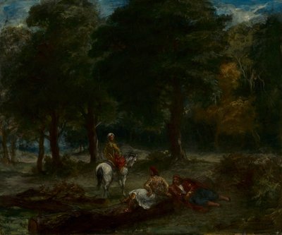 Cavaliers grecs se reposant dans la forêt - Ferdinand Victor Eugene Delacroix