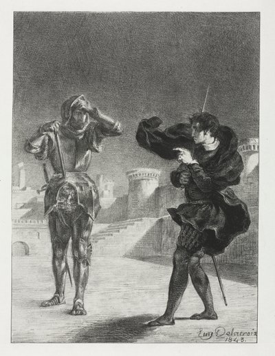 Hamlet : Le Fantôme sur la terrasse - Ferdinand Victor Eugene Delacroix