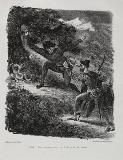 Illustrations pour Faust : Faust et Méphistophélès dans les montagnes du Harz - Ferdinand Victor Eugene Delacroix