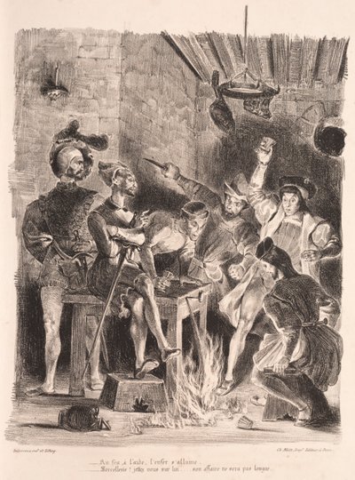 Illustrations pour Faust : Méphistophélès dans la taverne des étudiants, 1828 - Ferdinand Victor Eugene Delacroix