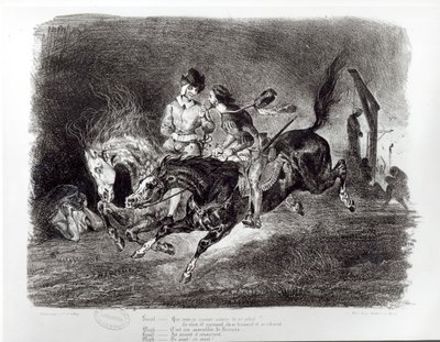 Méphistophélès et Faust chevauchant dans la nuit, Illustration pour Faust de Goethe, 1828 - Ferdinand Victor Eugene Delacroix