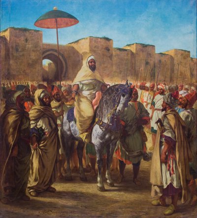 Moulay Abd-er-Rahman, sultan du Maroc, quittant son palais de Meknès entouré de sa garde et de ses principaux officiers, 1845 (huile sur toile) - Ferdinand Victor Eugene Delacroix