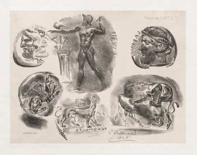 Feuille de six pièces antiques, 1825 - Ferdinand Victor Eugene Delacroix