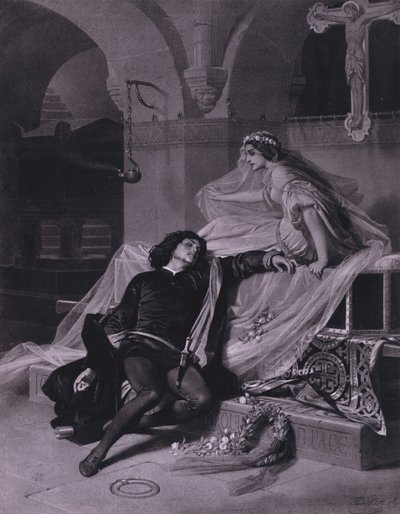 Scène de Roméo et Juliette de Shakespeare (Acte V, Scène 3) - Ferdinand the Elder Piloty