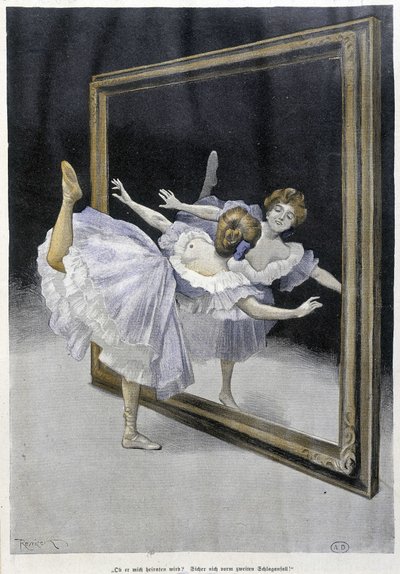 Danse classique : danseuse faisant des exercices devant un miroir - s.d., doc allemand - Ferdinand von Reznicek