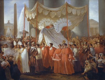 Procession sur la place Saint-Pierre pour la fête du Corpus Christi sous le pontificat de Grégoire XVI - Ferdinando Cavalleri