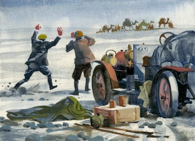 Course automobile de 10 000 miles (gouache sur papier) - Ferdinando Tacconi