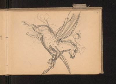 Pegasus mit Reiter im Flug; verso: zusammen mit Karte 18 Notizen zu Farbpreisen - Ferdynand Ruszczyc