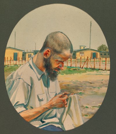 Le professeur Schlosser étend son linge à Gustrow - Fernand Barbier