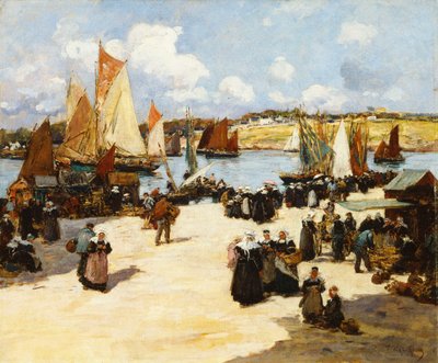 Une scène de port animée - Fernand Legout Gerard