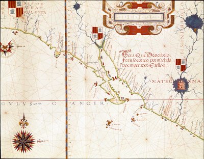 Vue de la côte ouest du Mexique et du sud de la Californie - Carte - Fernao Vaz Dourado