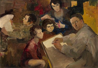 Autoportrait avec famille - Filipp Andreevic Maljavin