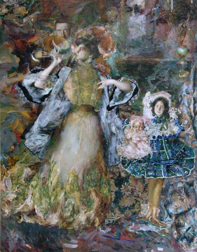 Autoportrait avec femme et fille, 1910 - Filipp Andreyevich Malyavin