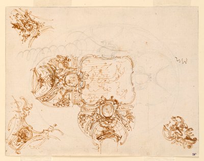 Conception de plafond pour le Salone di Stupinigi (Salle principale du pavillon de chasse) - Filippo Juvarra