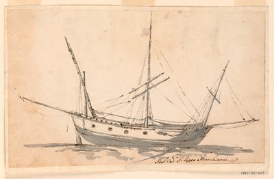 Dessin, un navire à voile, vers 1780 - Filippo Marchionni