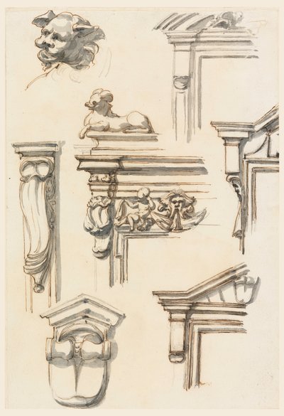 Dessin, études architecturales, 1750-75 - Filippo Marchionni
