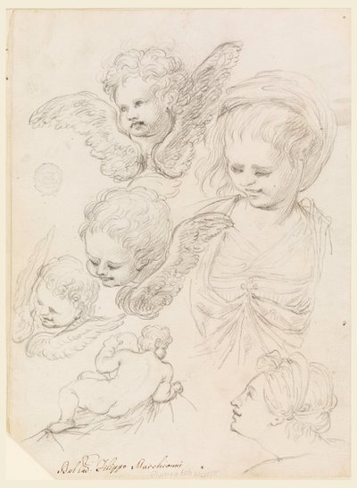 Dessin, études pour une représentation religieuse, 1725-40 - Filippo Marchionni