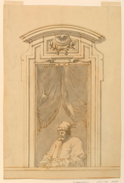 Dessin, étui de fenêtre et moitié d