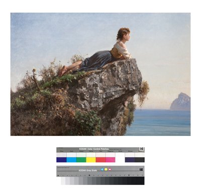 Jeune fille sur un rocher à Sorrente - Filippo Palizzi