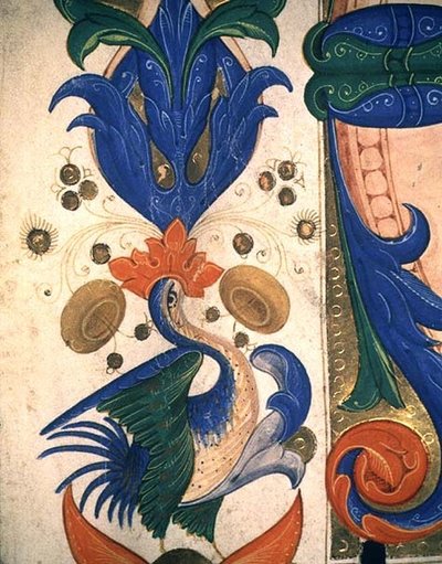 Missel 515 1r Bordure foliacée zoomorphe, détail d