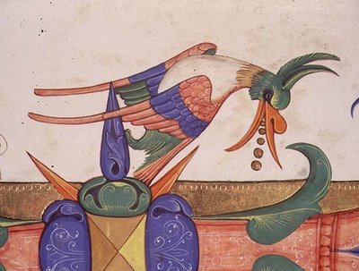 Missel 515 f.72v Oiseau fantastique, détail de la décoration d