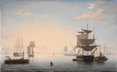 Port de Boston, avec la Ville au Loin - Fitz Henry Lane