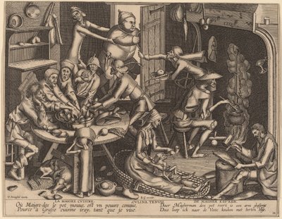 La cuisine maigre - Flemish 17th Century, after Pieter van der Heyden, after Pieter Bruegel the Elder