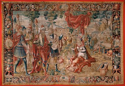 Tapisserie flamande. Série Ésaü et Jacob. Laban cherche les idoles volées. Deuxième tapisserie de la série. Manufacture Pays-Bas. Seconde moitié du 16ème siècle. Laine. Église de Saint Nicolas de Bari. - Flemish School