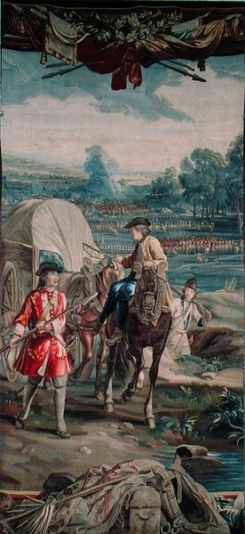 Paysage avec scène de bataille et cheval et charrette au premier plan, de la série 