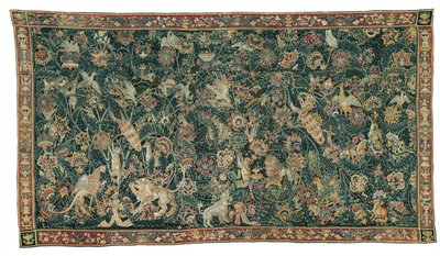 Grande feuille de verdure avec animaux et oiseaux - Flemish School