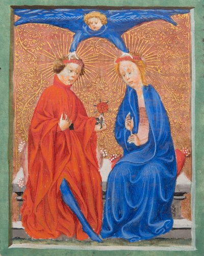 MS Gen1111 f.210 Sainte Cécile et Saint Valérien, illustration de la Legenda Aurea par Jacobus de Voragine, vers 1405-10 - Flemish School