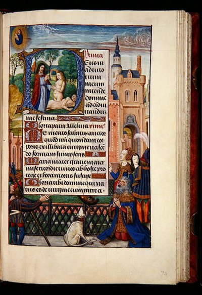 Ms 1058-1975, f.74r : Le roi David priant la Vierge et l
