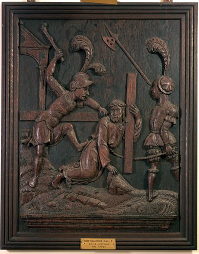 Notre Sauveur tombe en portant la croix, de la chapelle, c.1520 (bois) - Flemish School