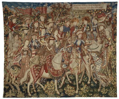 Tapisserie représentant Hercule et ses compagnons sur le mont Olympe, probablement réalisée à Tournai, vers 1465-70 - Flemish School