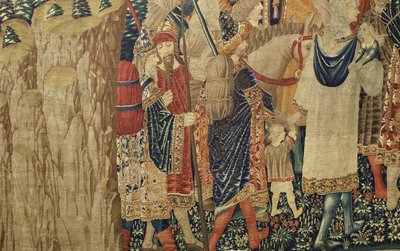 Tapisserie montrant les conquêtes du roi Alphonse V de Portugal, Tournai. Détail. - Flemish School
