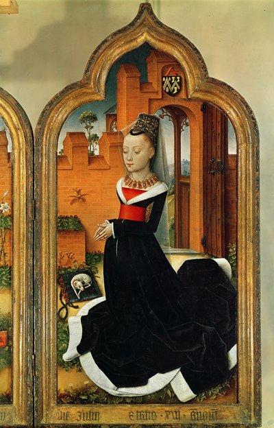 Triptyque de Jean de Witte, panneau droit : Maria Hoose, épouse de Jean de Witte, 1473 - Flemish School