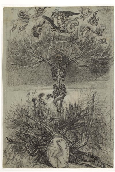 Néerlandais : Dessin final pour le frontispice Les Epaves de Charles Baudelaire - Félicien Rops