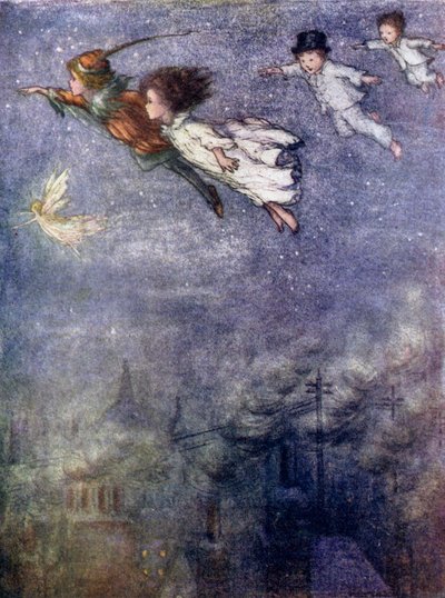 Pierre et les enfants volant à travers la nuit - Flora White