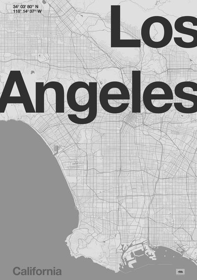 Carte minimale de Los Angeles - Florent Bodart