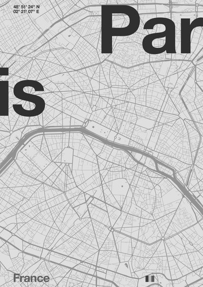 Carte minimale de Paris - Florent Bodart